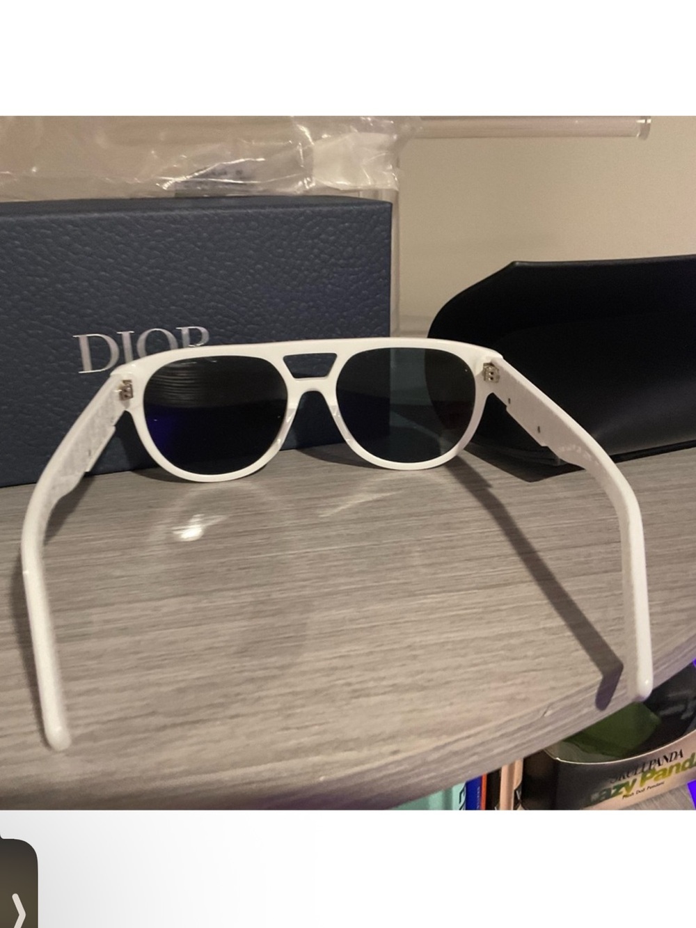 Christian Dior White Oblique Monogram Aviator Sunglasses - Full Set - Picture 6 of 8